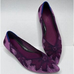 Rothy’s The Point ll Flats Purple Amethyst Pattern. Floral Pattern W8.5